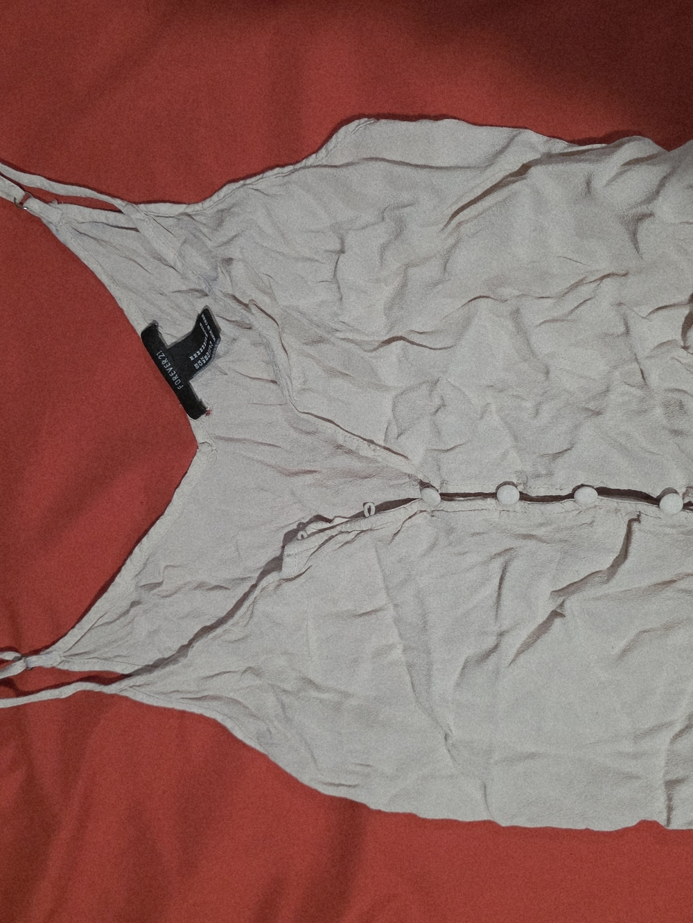 Forever 21 Light Beige Button-Front Spaghetti Strap Cami